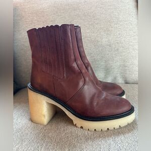 Free People James Cheslea Boots Cherry Chocolate Leather Size 39 / 8.5
